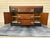 Brown Vintage Art Deco Waterfall Sideboard or Buffet Featuring Burl Wood Veneers, Black-Painted Accents, and Ornate Brass Hardware For Sale - Image 8 of 12