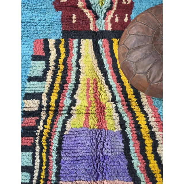 Turquoise Turquoise Handwoven Berber Wool Rug - 9 X 6.1 Ft For Sale - Image 8 of 9