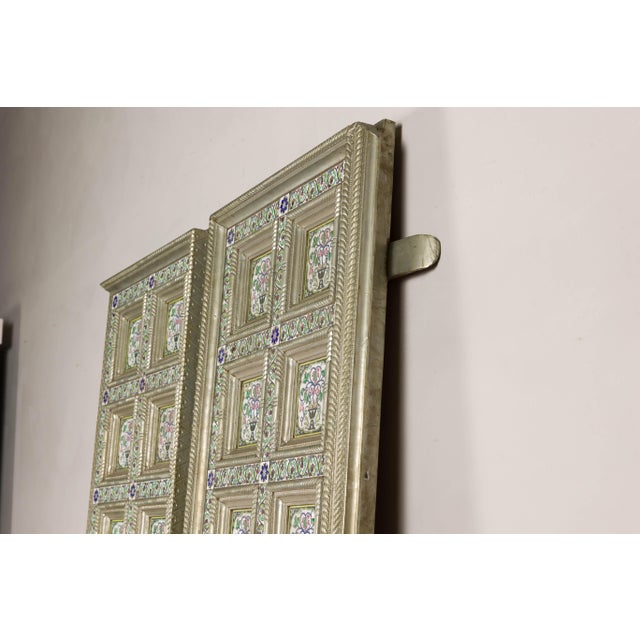 Pair of Antique Indian Decorative Panels with Painted Tin Insets For Sale - Image 17 of 18