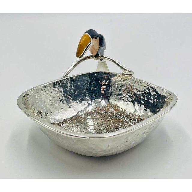Emilia Castillo Silver-Plate Molcajete/Serving Bowl With Toucan, Mexico 1980s For Sale - Image 13 of 18