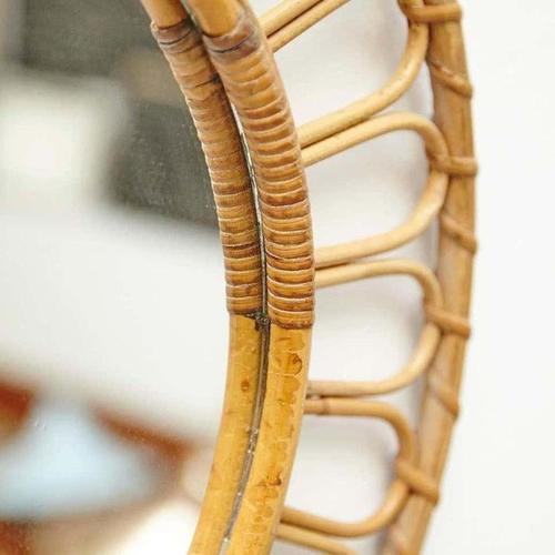 Mid-Century Modern French Rivera Mirror in Bamboo Rattan, 1960 For Sale - Image 10 of 17