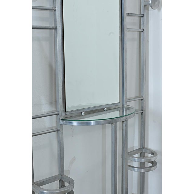 Art Deco French Art Deco Aluminum Hall Tree with Mirror For Sale - Image 3 of 15
