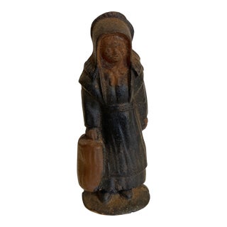Early 20th Century Miniature Iron Female Figure For Sale