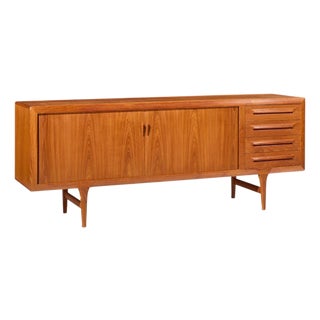 Kofod-Larsen for Faarup Møbelfabrik Mid Century Danish Teak Tambour Door Credenza For Sale