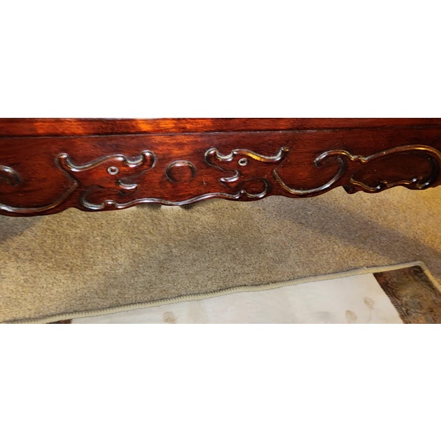 Wood Asian Rosewood Coffee Table With Glass Top For Sale - Image 7 of 9