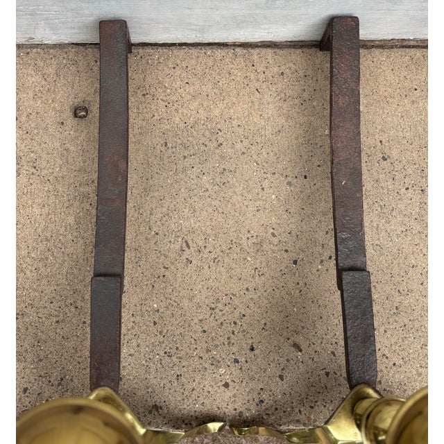 Pair of Mid Century Brass Andirons For Sale In Philadelphia - Image 6 of 8