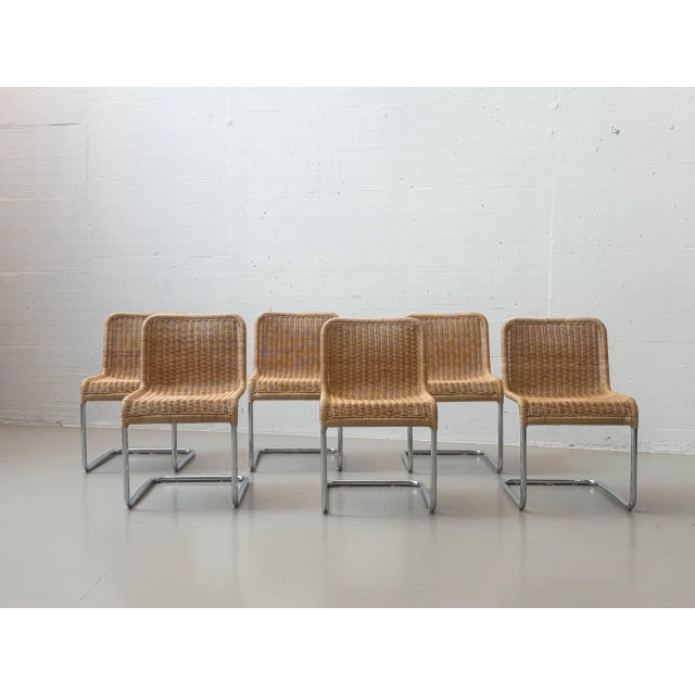 Cantilever Chair Set in Rattan and Chrome Frame by Anton Lorenz for Tecta, 1970s, Set of 6 For Sale - Image 17 of 17