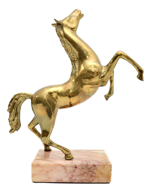Italian Artist, Horse Sculpture, 1970, Bronze on Marble Pedestal