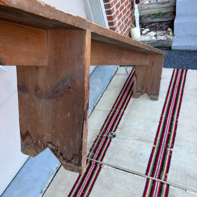 19th C. Lancaster County Pa Raw Pine Mortised Bench (76.25") For Sale - Image 9 of 12