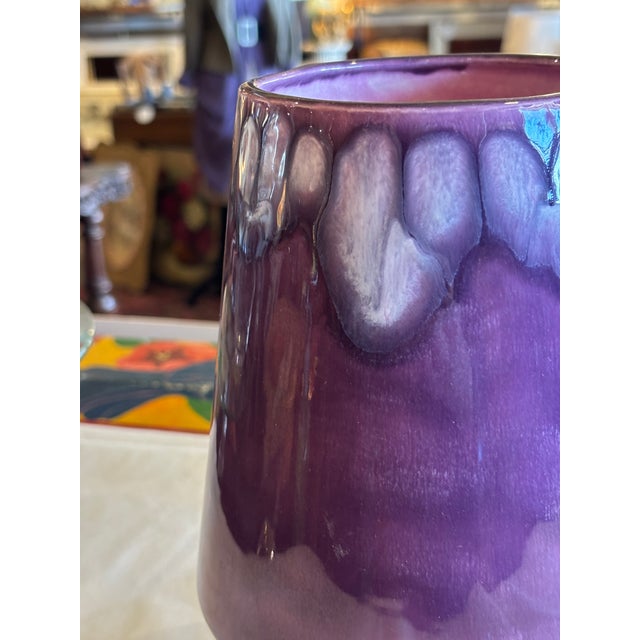 1960s Mid-Century Modern Drip Glaze, Purple Pot or Vase For Sale - Image 5 of 8