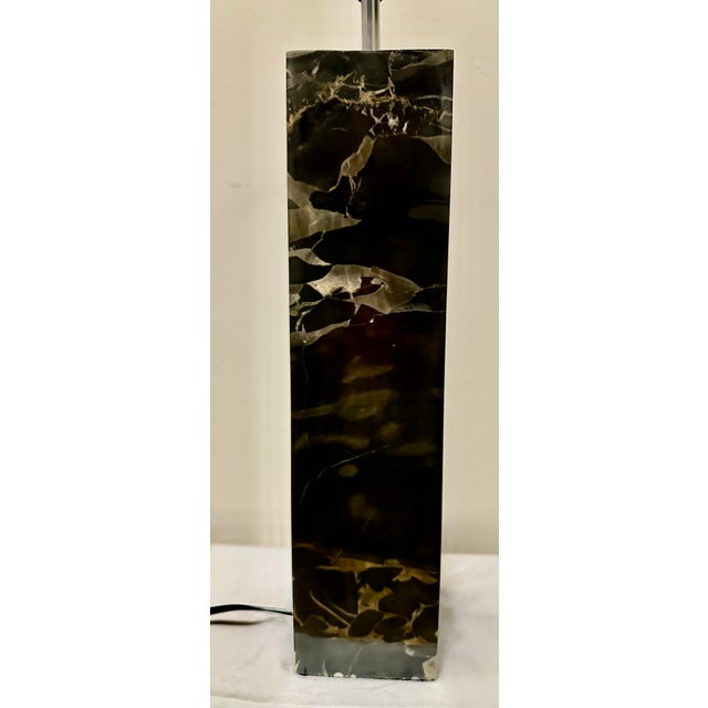 Stone Vintage Black Solid Marble Table Lamp, Attributed to Robert Sonneman For Sale - Image 7 of 12
