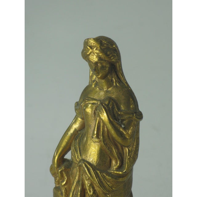 Neoclassical Lady Statue Antique Gold-Plated Spelter Gilded Sculpture Fennel, Clock Part For Sale - Image 10 of 15