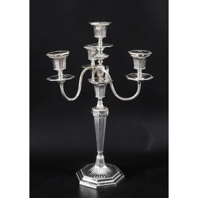 Antique Silver Plated Four Light Candelabra by Hawksworth, 19th Century, Set of 2 For Sale - Image 9 of 17