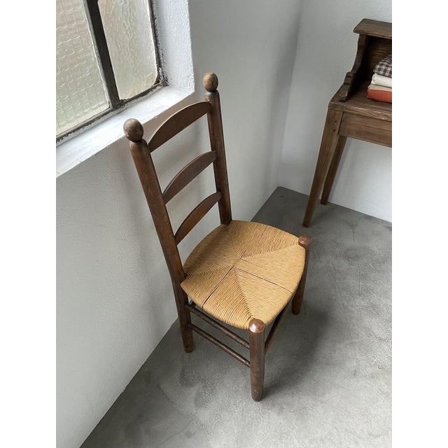 Rustic Oak Straw Chair, 1950s For Sale - Image 3 of 18