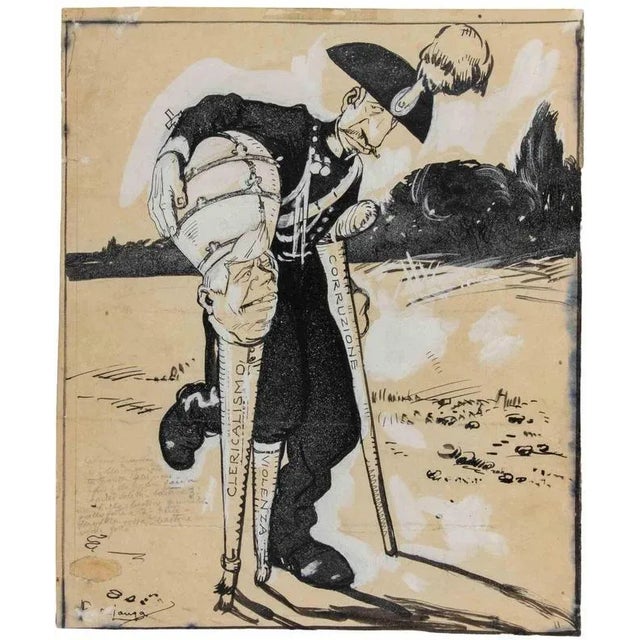 Violence-corruption-clericalism is a modern artwork realized by Gabriele Galantara (1865-1937) in 1908. Watercolor,...