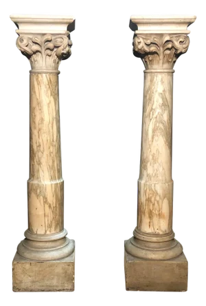 Late 18th Century 18th-19th Century Grand Tour Italian Carved Marble Pedestals - A Pair