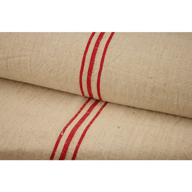 Grain Sack Fabric Antique Homespun Linen By The Yard Red Striped