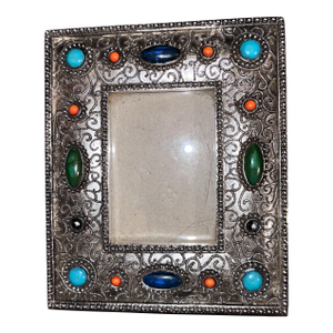 1990s Southwest Style Photo Frame Turquoise Accents