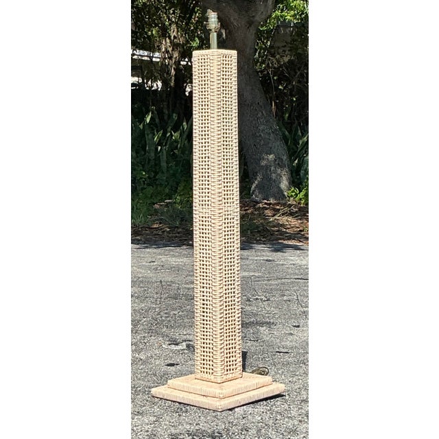 Vintage Coastal Woven Rattan Floor Lamp For Sale - Image 4 of 6