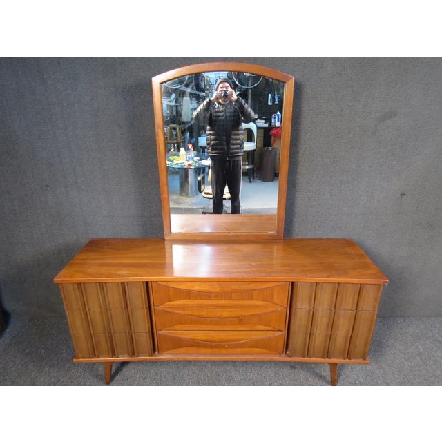 Mid-Century Modern Mid 20th Century Mid-Century Walnut Sideboard W\ Mirror For Sale - Image 3 of 8