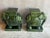 Pair of large Mid Century Style green glazed ceramic elephant plant stands or garden stools. Large size —measure...
