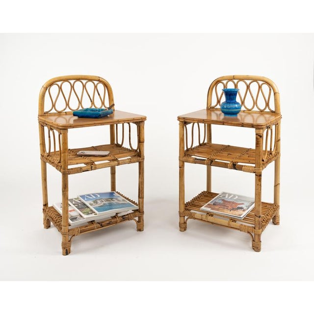 Mid-Century Bedside Tables in Bamboo and Rattan, Italy, 1960s, Set of 2 For Sale - Image 6 of 18