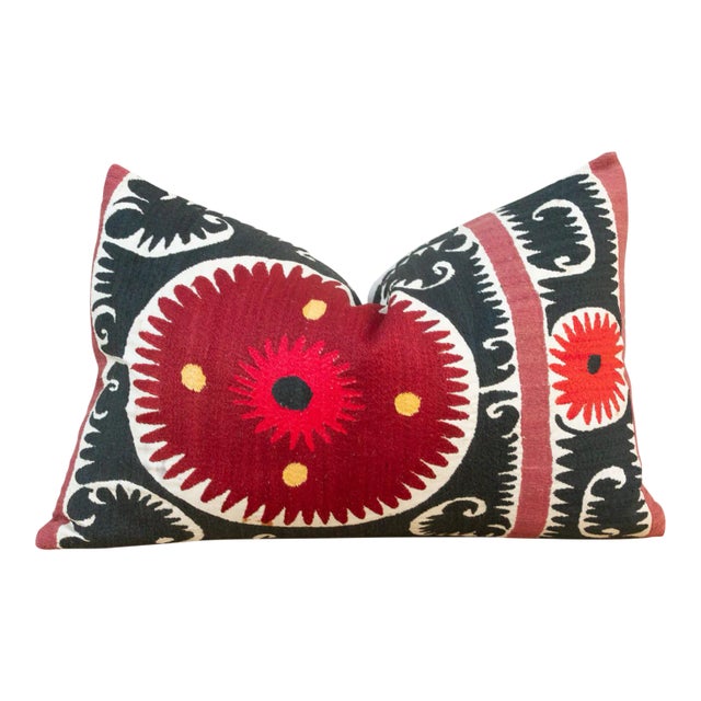 Zafara Bukhara Suzani Lumbar Pillow For Sale