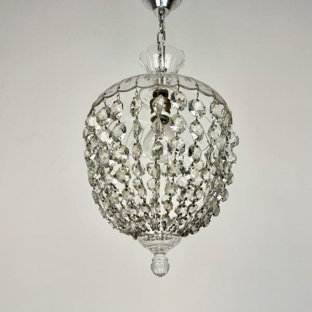 Small Crystal Balloon Pendant Light, Italy, 1930s For Sale - Image 4 of 8