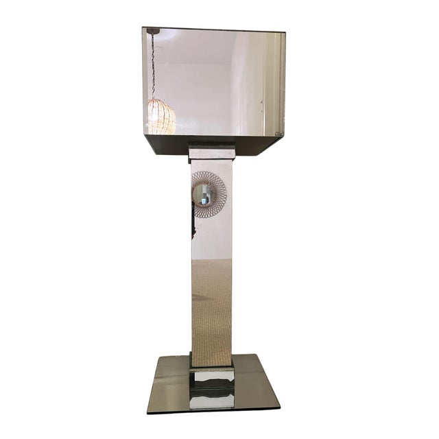 1950s French Art Deco Mirrored Pedestal Side Table For Sale - Image 5 of 8