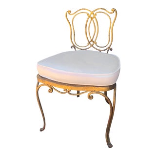 Jean-Charles Moreux Gilt Vanity Stool For Sale