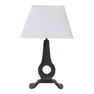 1950s French Heavy Iron Brutalist Lamp For Sale