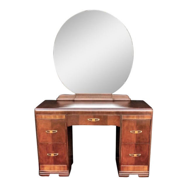 1930's Art Deco Waterfall Style Vanity and Mirror 2 Pieces Chairish