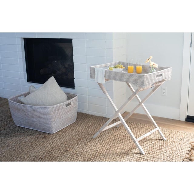 White Artifacts Rattan Butler Tray Table in White Wash - 25.5" For Sale - Image 8 of 10