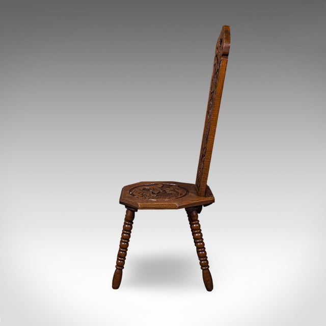 Early 20th Century Antique Pembrokeshire Spinning Chair, Welsh, Oak, Work Seat, Stool, Victorian For Sale - Image 5 of 10