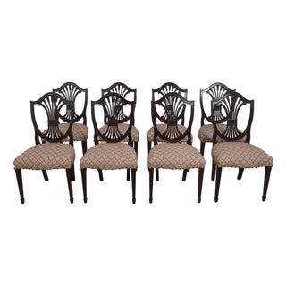 Set of 8 Stickley Federal Shield Back Mahogany Dining Room Chairs For Sale