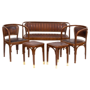 Vienna Secession Seating Set attributed to Gustav Siegel for J & J Kohn, 1905, Set of 5
