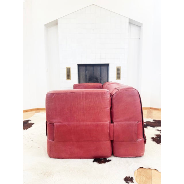Oxblood Red 1964 Original 932-Quartet Leather Sofa Sectional Mario Bellini for Cassina, 2 Pieces For Sale - Image 8 of 17