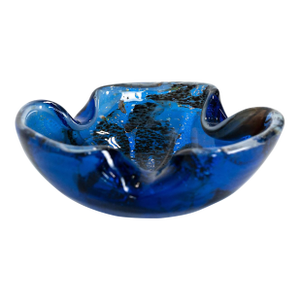 1960s Italian Murano Style Art Glass Blue Bowl / Ashtray