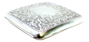 Curved Silver Cigarette Case with Plant Motifs