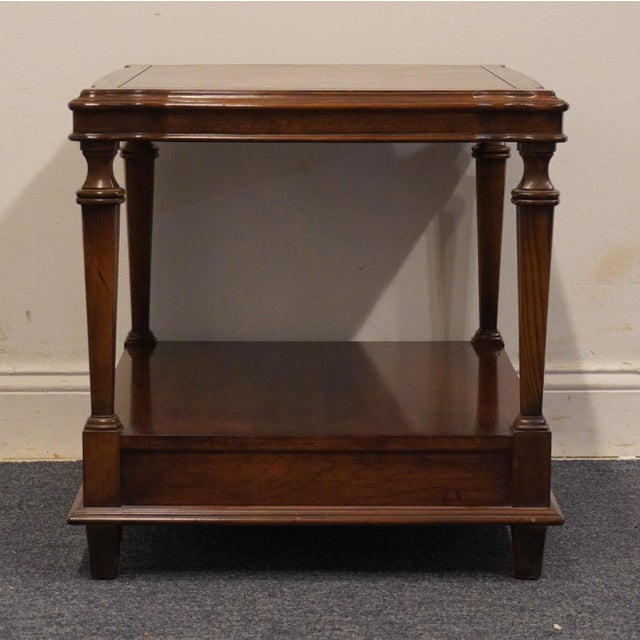 Ethan Allen Collectors Classics 22" Pecan Rectangular Accent End Table W. Olive Ash Burl Veneer 13-8512 For Sale - Image 10 of 13