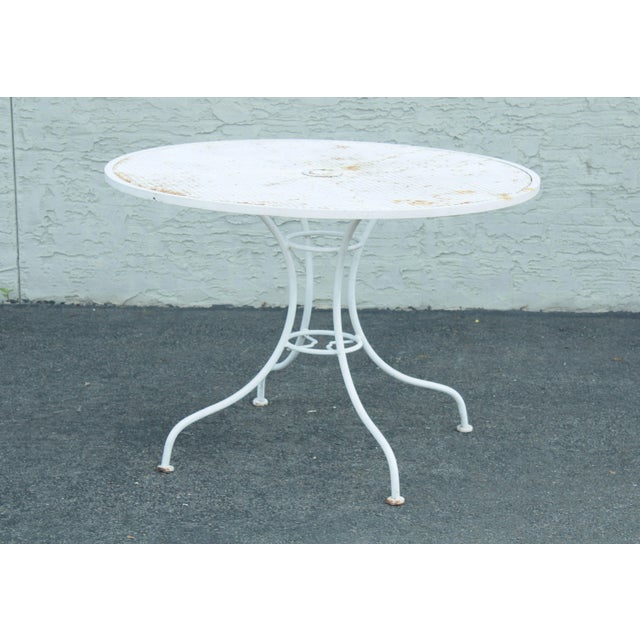 Metal Vintage Wrought Iron Round Patio, Garden Dining Table For Sale - Image 7 of 13