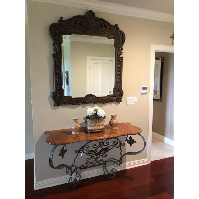 Wood Vintage Carved Mahogany Mirror - Mid to Late 20th Century For Sale - Image 7 of 7