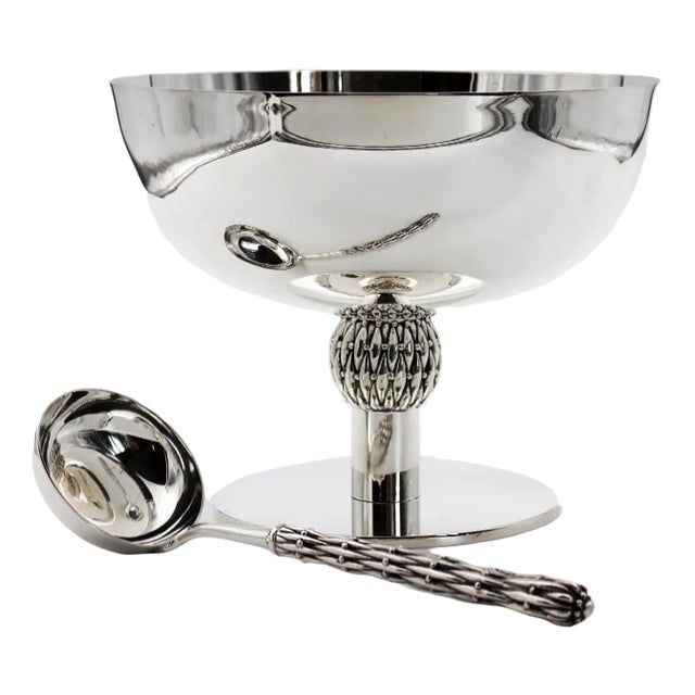 Silver Bronze Ladle and Large Centerpiece by Richard Lauret, Set of 2 For Sale