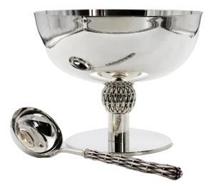 Silver Bronze Ladle and Large Centerpiece by Richard Lauret, Set of 2