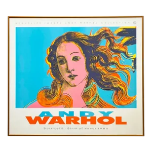 Andy Warhol Estate Vintage 1989 1st Edition Lithograph Print Framed Pop Art Poster " Botticelli - Birth of Venus " 1984