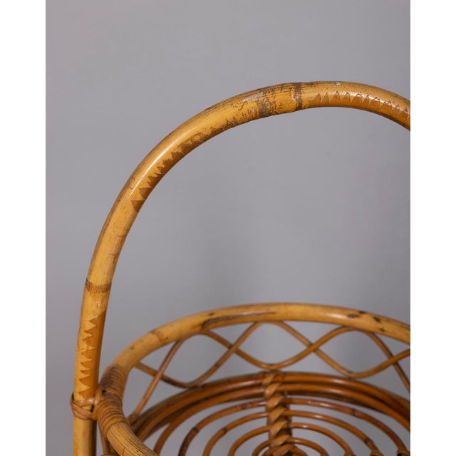 Mid-Century Modern Vintage Italian Bamboo Bar Basket, 1960s For Sale - Image 3 of 11