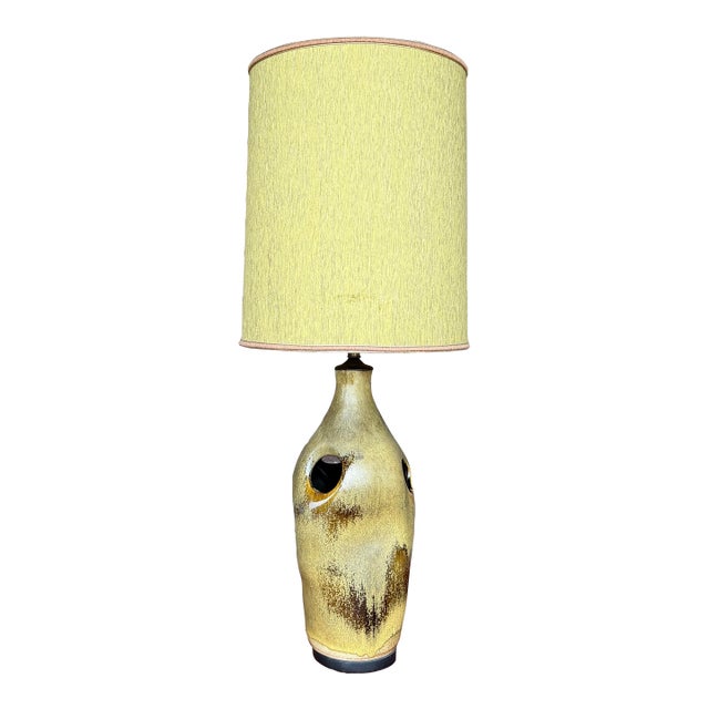 Danish Style Mid-Century Modern Organic Ceramic Lamp. For Sale