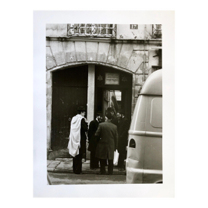 Nathan LernerVintage Signed Silver Gelatin Photograph Chabad Shul Pletzl Paris Judaica Photo, c.1970