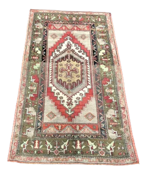 Vintage Turkish Handmade Oushak Area Rug 4′4″ × 7′6″