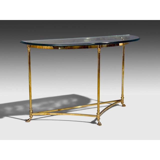 LaBarge, German Modern, Demilune Console Table, Brass, Glass, Germany, 1970s For Sale - Image 4 of 14